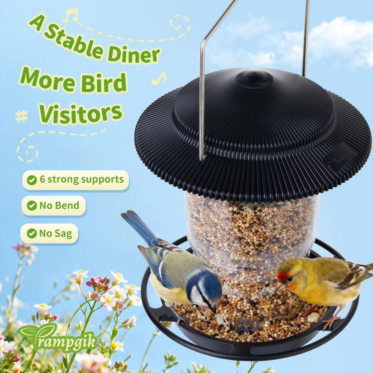 TrampgiK pack of 2 outdoor bird feeders for versatile placement.