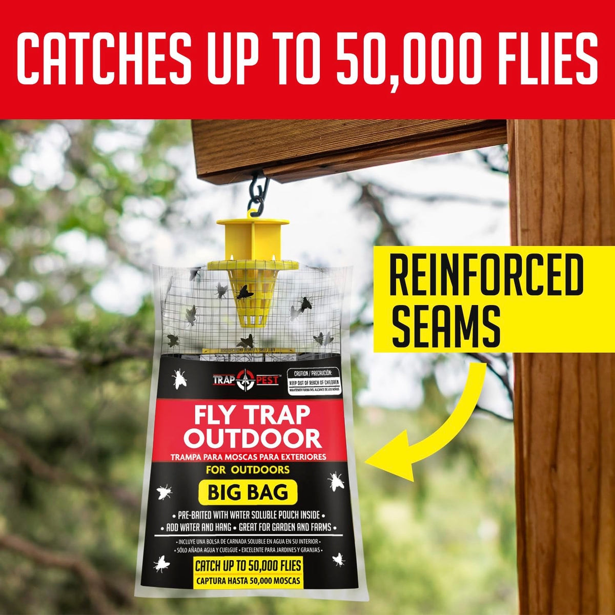 TRAP A PEST fly trap capacity up to 50,000 flies before replacement.