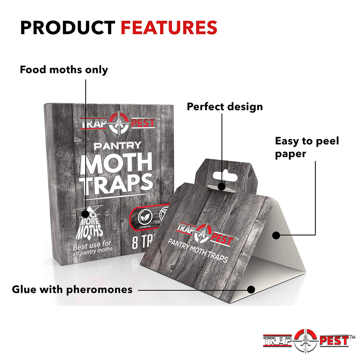 TRAP A PEST pheromone lure attracts pantry moths for monitoring.