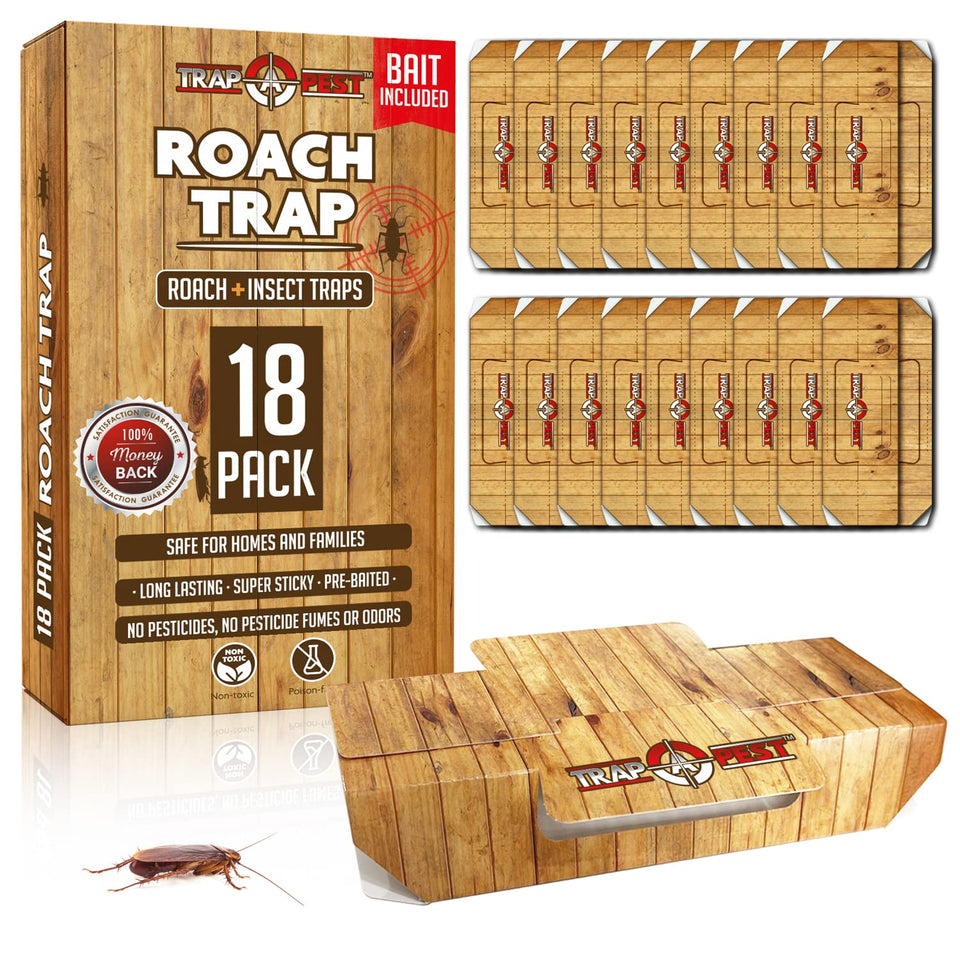 TRAP A PEST roach traps indoor sticky 18-pack keeps spaces pest-free with non-toxic design.