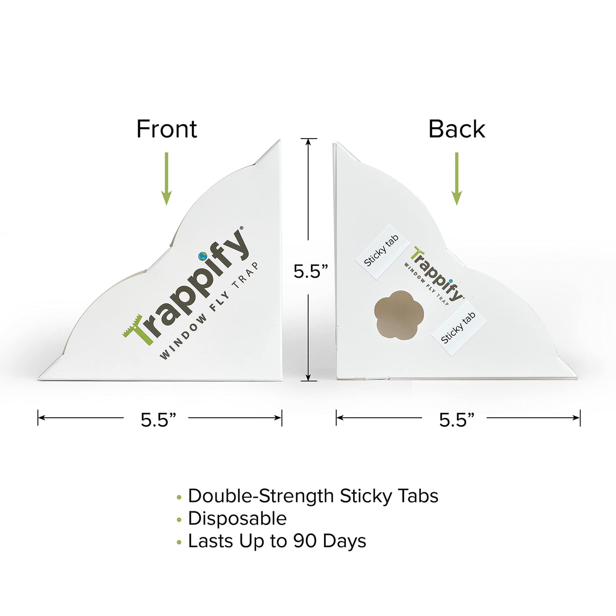 Trappify fly trap sticky adhesive strips catch gnats on a kitchen window.