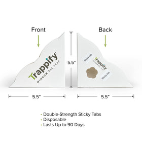 Trappify fly trap sticky adhesive strips catch gnats on a kitchen window.