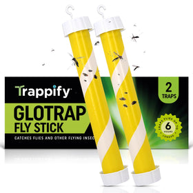 Trappify Glow-in-The-Dark Fly Stick indoors attracting and trapping flying insects efficiently.