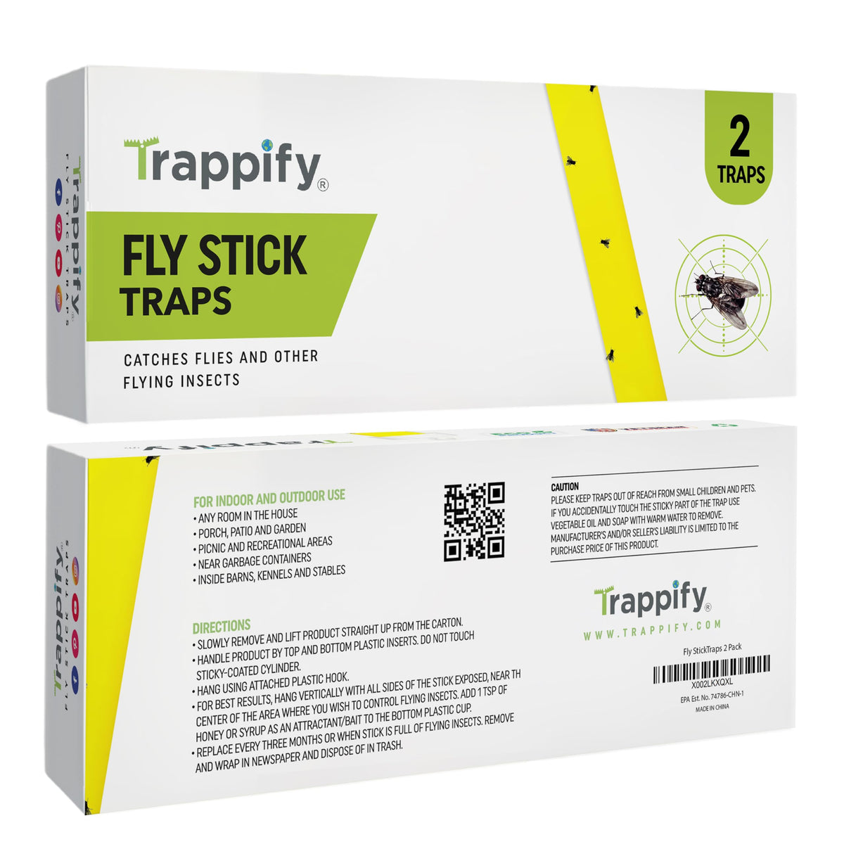 Trappify hanging fly trap targets fruit flies with visible attraction near food prep.