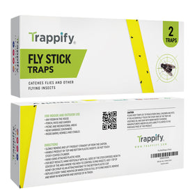 Trappify hanging fly trap targets fruit flies with visible attraction near food prep.