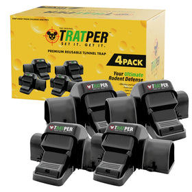 TRATPER rat trap with dual tunneled design for safer indoor use.