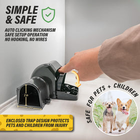 TRATPER heavy-duty trap in black ABS plastic for indoor or outdoor use.