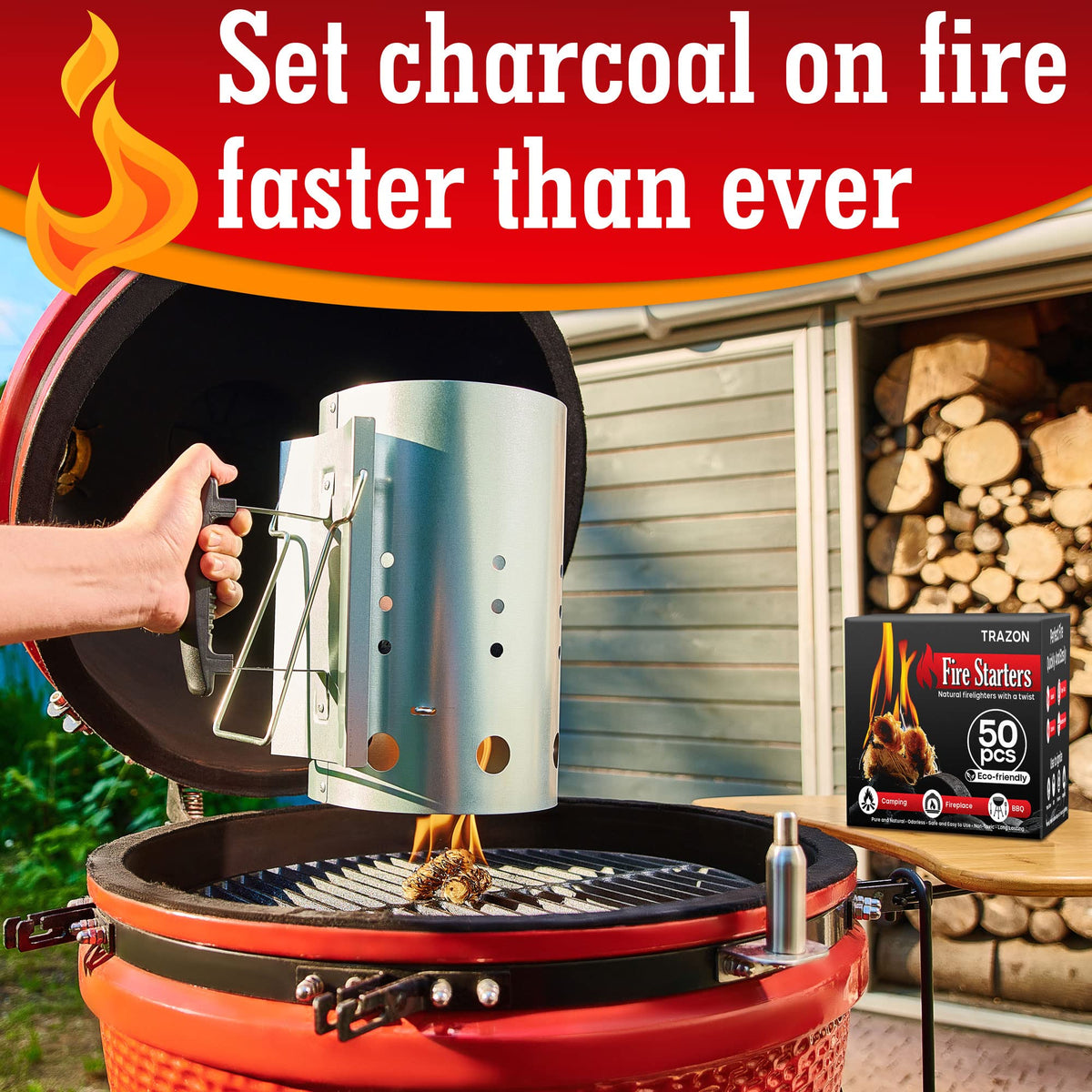 Trazon long burn fire starter shows about ten minutes of steady flame
