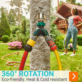 Trazon easy-install hose splitter requires no tools for quick setup.