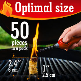 Trazon wood shavings wax fire starter demonstrates odorless ignition for BBQs and fireplaces