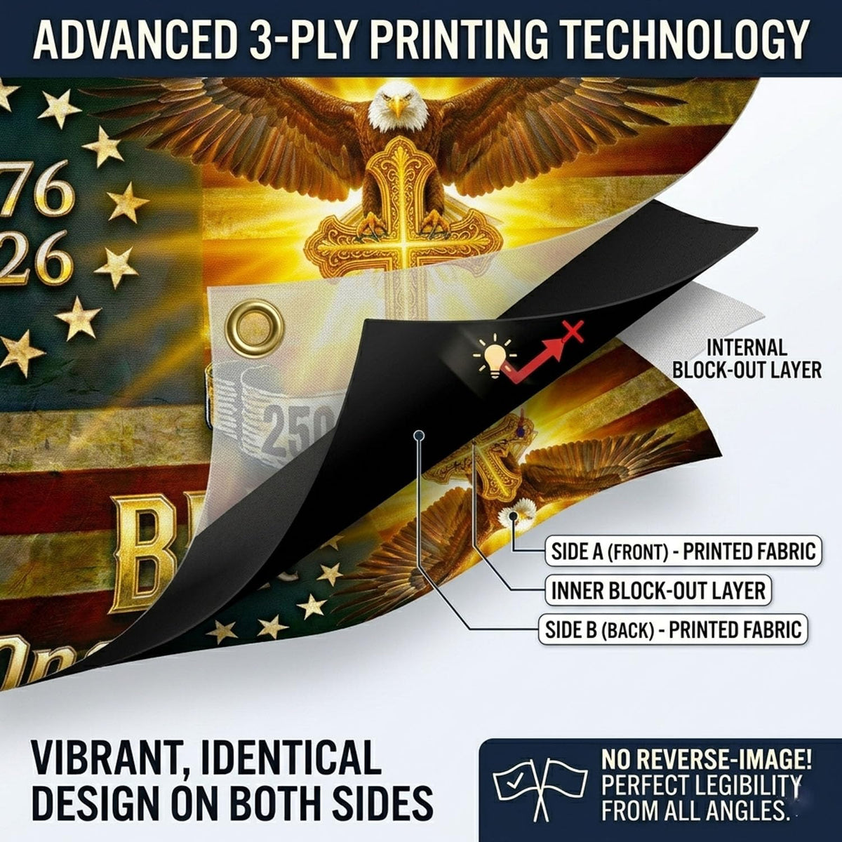 Trealop 3x5-foot outdoor banner size detail suitable for lawn or storefront display.