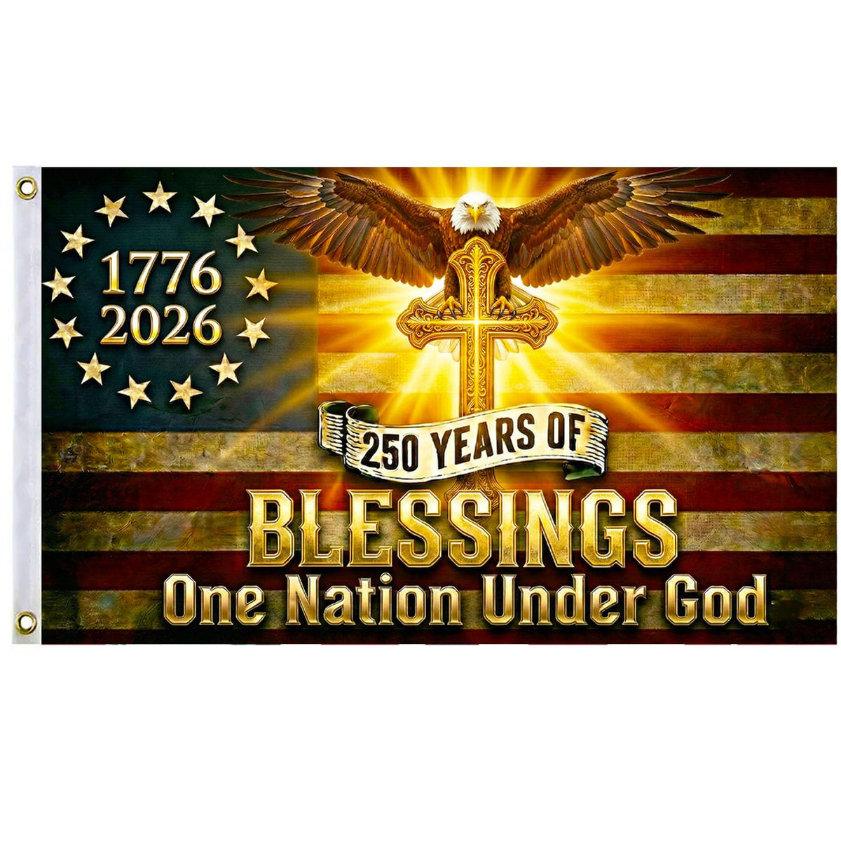 Trealop USA flag double-sided close-up shows vivid print from both sides.