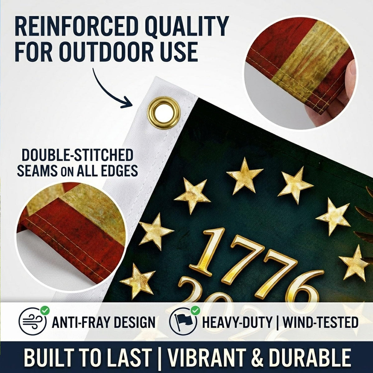 Trealop weather-resistance triple-layer detail protects colors from sun and rain.