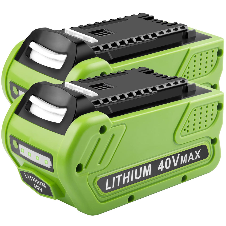 TREE.NB 40V battery front view for GreenWorks tools with sturdy housing.