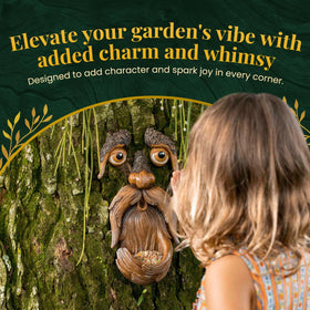 Tree Poetry bird feeder tree face invites birds to visit your yard.