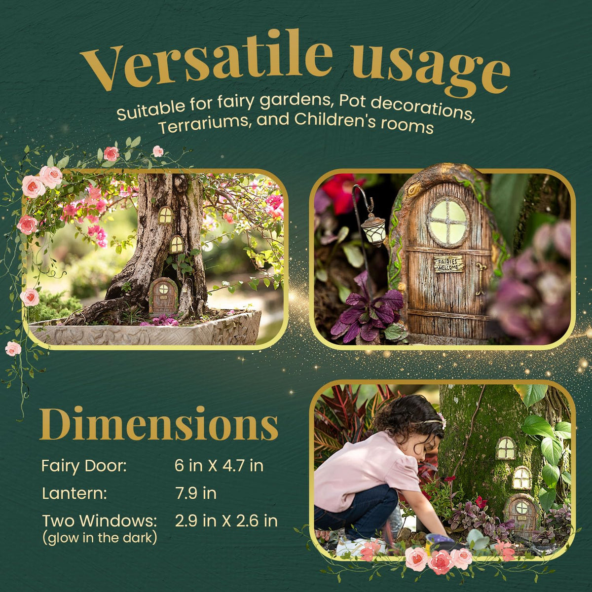 Tree Poetry hand-painted detail enhances woodland charm for your yard.