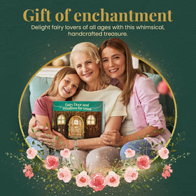 Tree Poetry fairy door lantern glows at night, adding a cozy focal point.