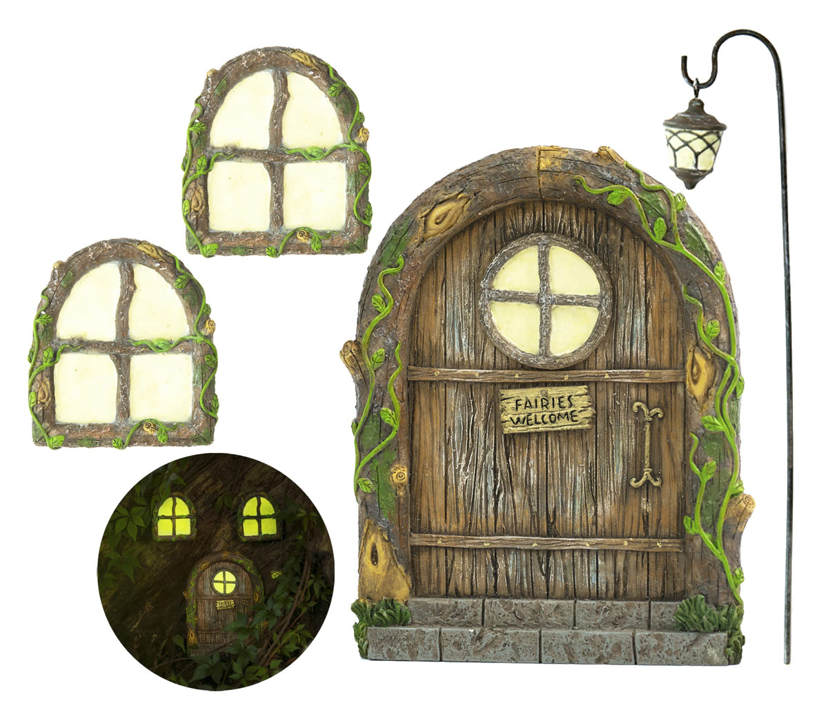 Tree Poetry fairy door on a tree trunk for magical outdoor decor.
