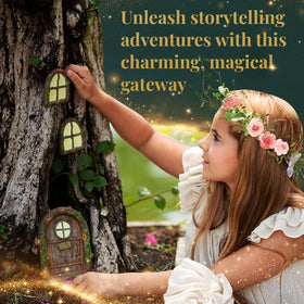 Tree Poetry weather-resistant polyresin keeps fairy door sturdy in all seasons.