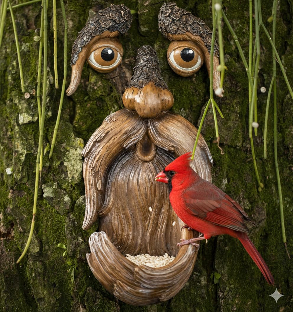 Tree Poetry tree face outdoor decor adds whimsy to your garden with bird-friendly charm.