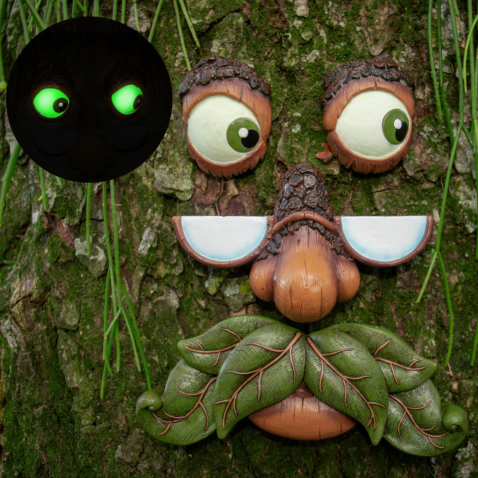 Tree Poetry tree faces decor outdoors adds whimsical garden character.
