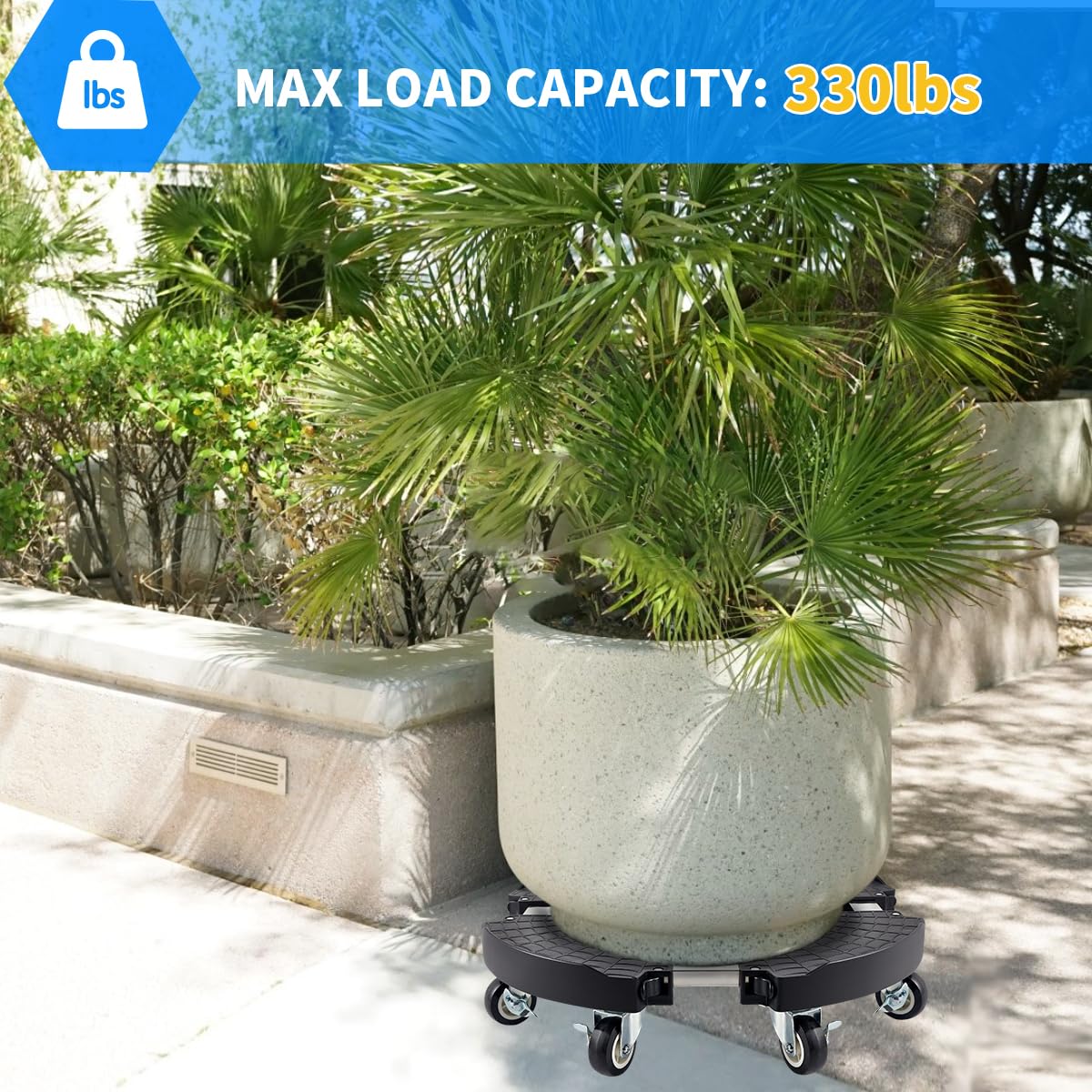 Eight locking casters ensure smooth movement and secure placement.