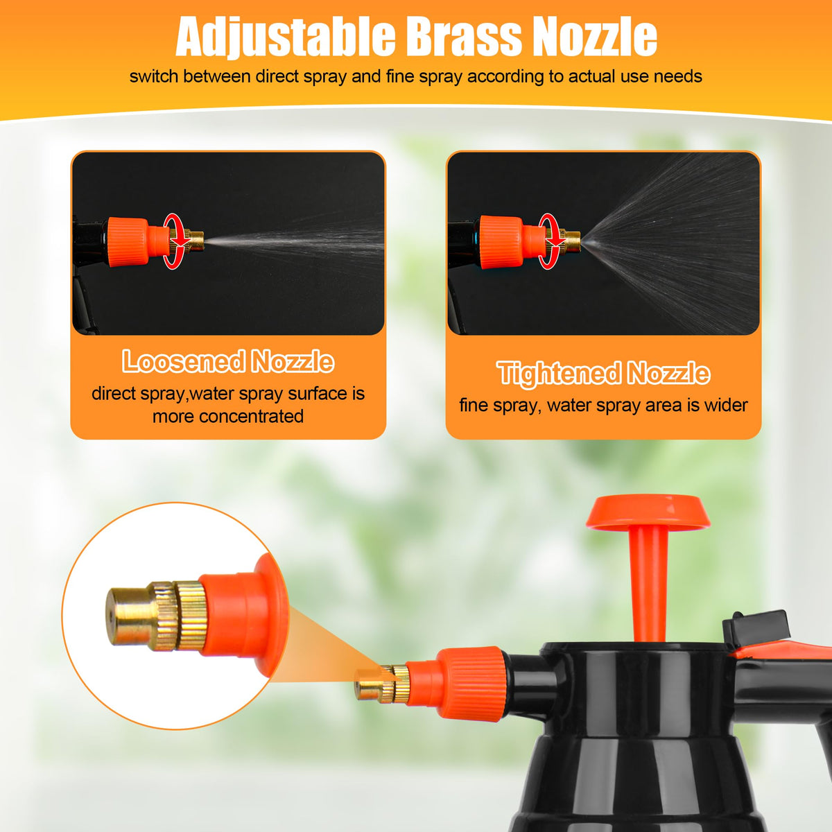TREEHAC brass nozzle adjustable spray offers mist or direct stream
