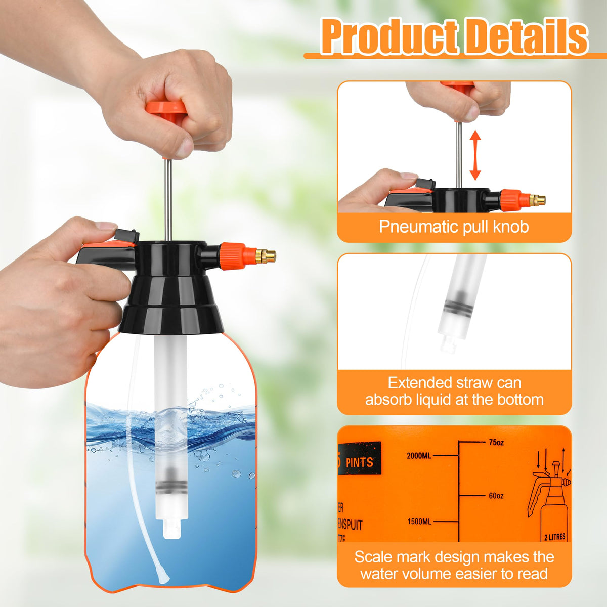 TREEHAC orange sprayer with wide mouth refill for fast replenishment