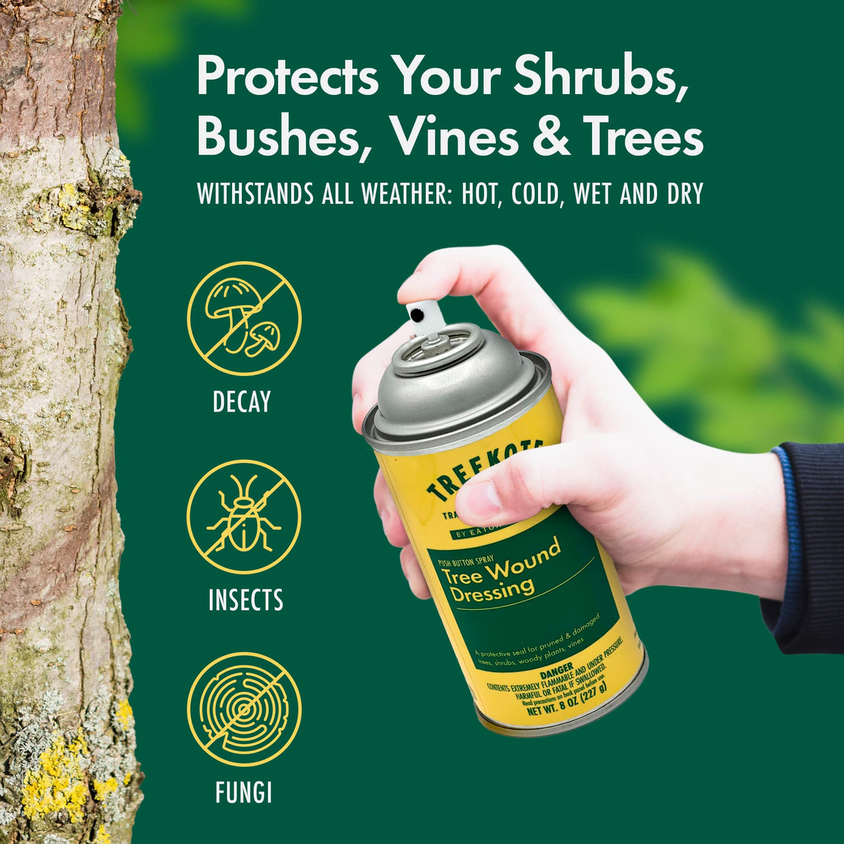 Treekote all-weather tree defense protects shrubs and bonsai in any season.