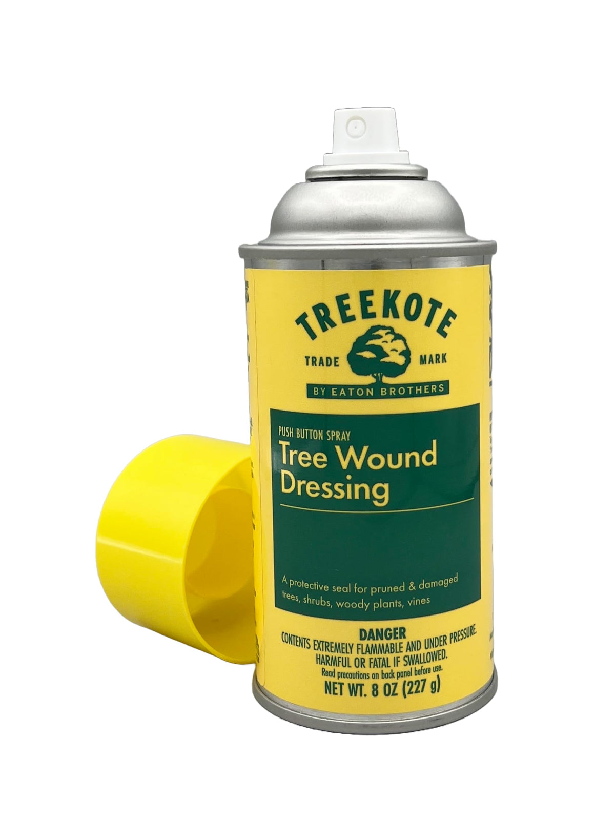 Treekote Tree Wound Dressing aerosol can sealing pruning wounds for healthier trees.