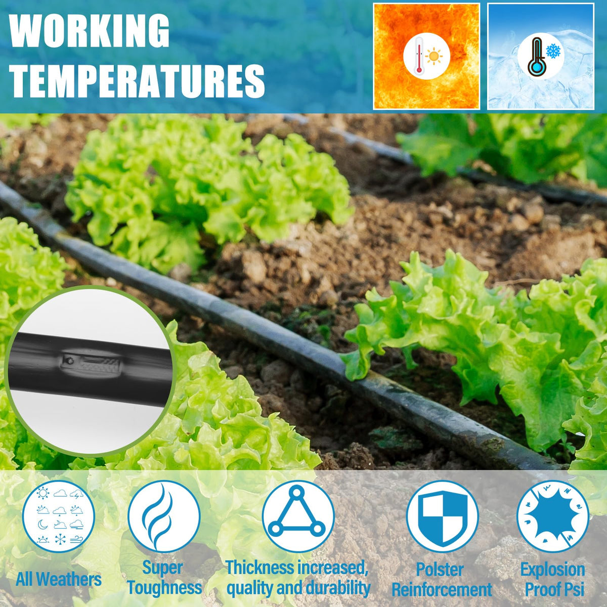 Treela drip tape in UV-resistant material designed for outdoor use
