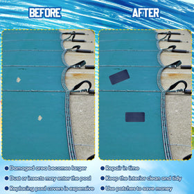 Treela blue patch fixing a tear on a safety pool cover