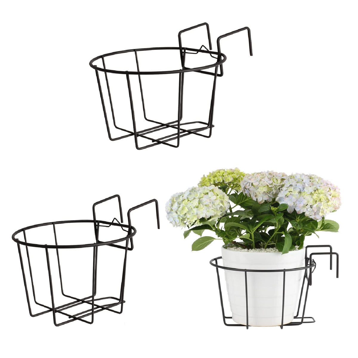 TreeLen 3Pack 10-inch railing planter front view for balcony decor and plant display.