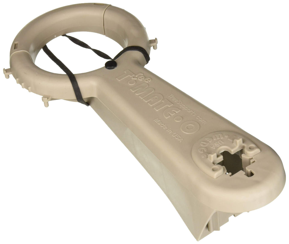 Tree-Mate-O tree support ring and post setup stabilizes young trees with gentle sway.