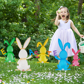 Treewoll Easter bunny assembly piece enables quick setup for outdoor decor.
