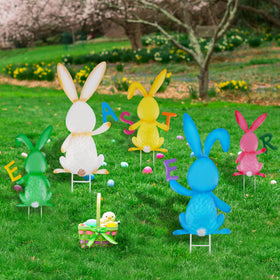 Treewoll Easter bunny stake blue stands out in any yard display.