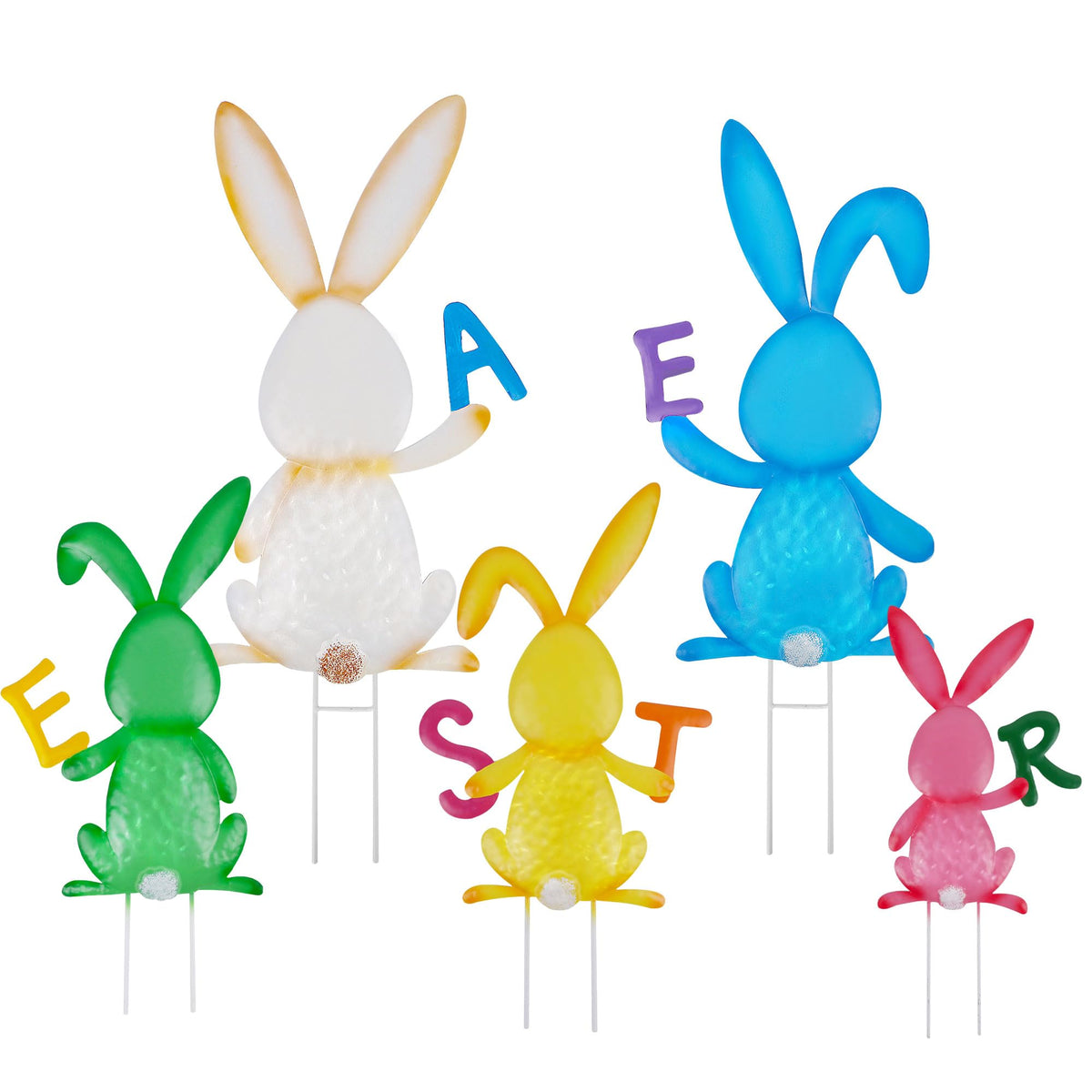 Treewoll Easter bunny stake white adds bright color to your garden.