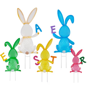 Treewoll Easter bunny stake white adds bright color to your garden.