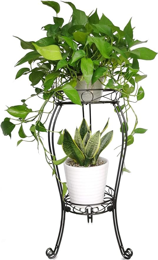 TREEZITEK 28.4-inch tall metal plant stand with heavy-duty base for stability.