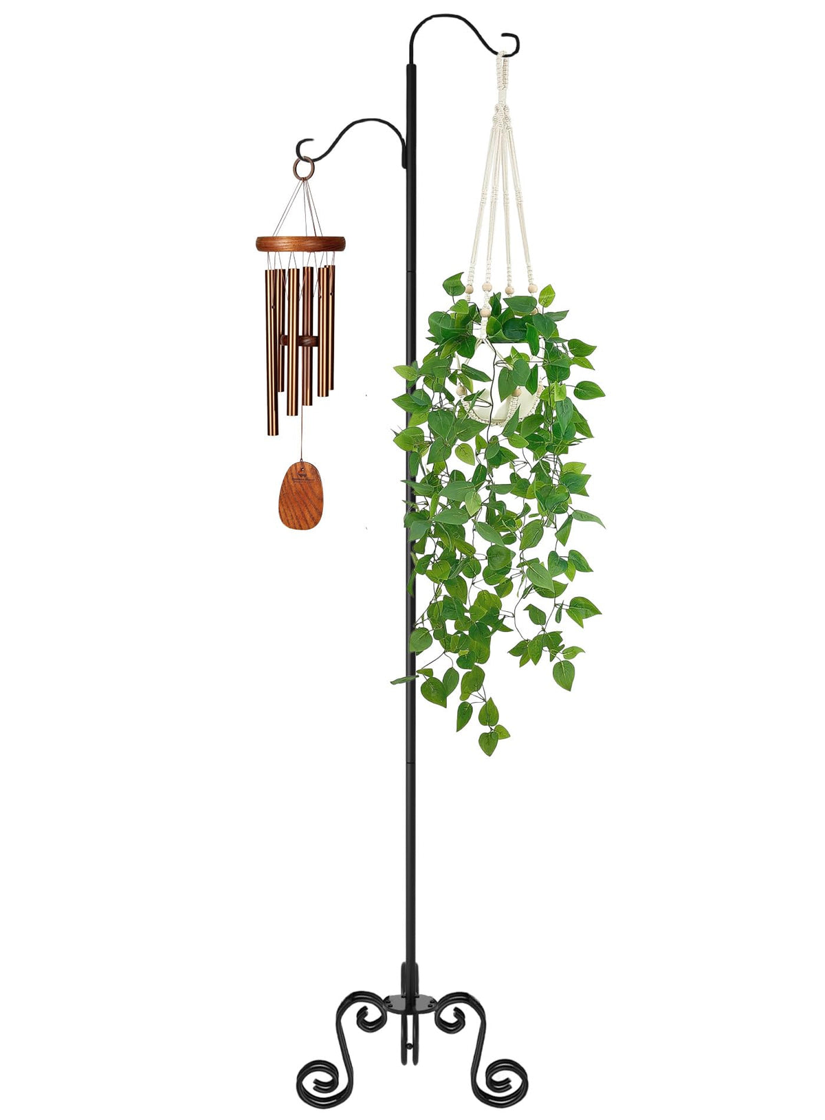 Treezitek adjustable-height shepherd's hook showing removable middle sections for height customization.