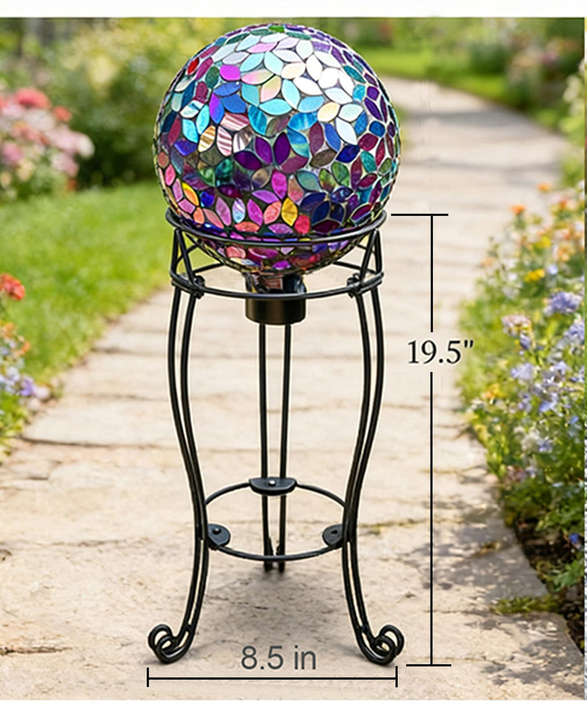 TREEZITEK heavy-duty iron gazing ball stand provides a stable outdoor centerpiece.
