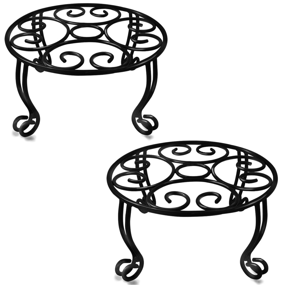 TREEZITEK heavy-duty iron plant stand top view shows sturdy round base for large pots.