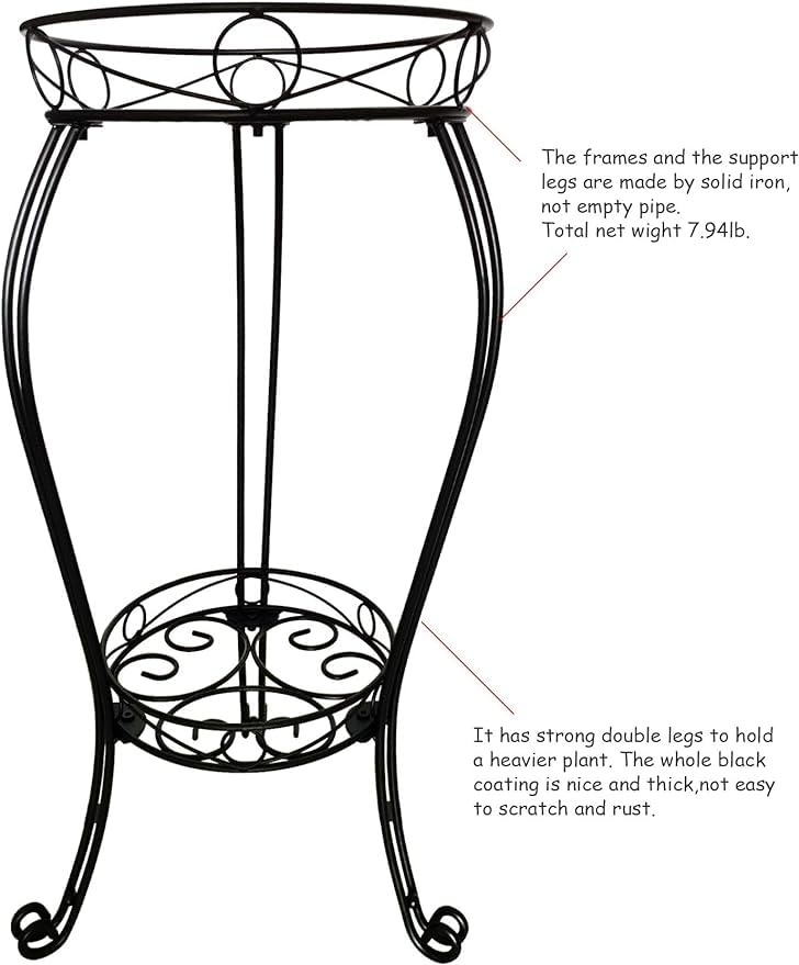 TREEZITEK Two-tier stand with double-solid legs for steady indoor or outdoor use.