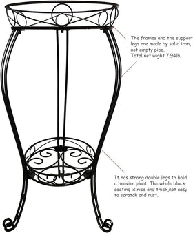 TREEZITEK Two-tier stand with double-solid legs for steady indoor or outdoor use.