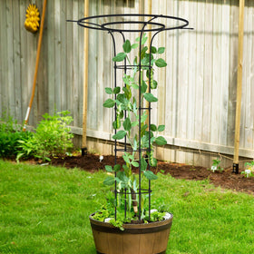 Trellume Trellis supports roses, vines, and jasmine in garden or containers.