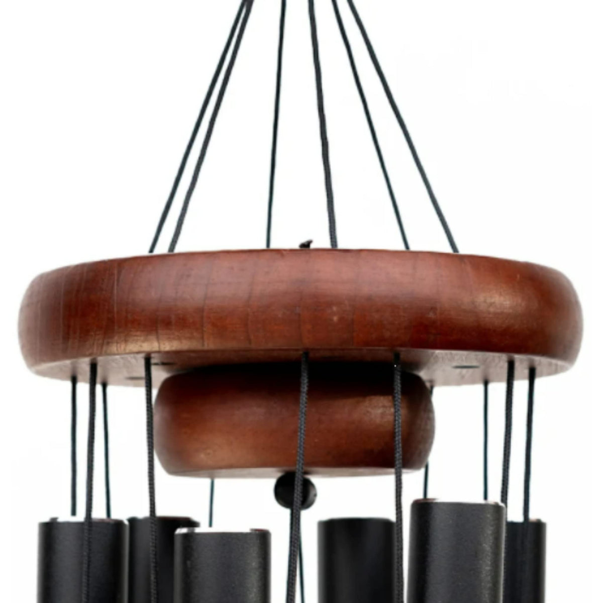 Trend Jockey memorial wind chimes with wood tubes in garden setting