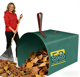 Trendara 53-gallon leaf bag with wide mouth for easy debris collection.