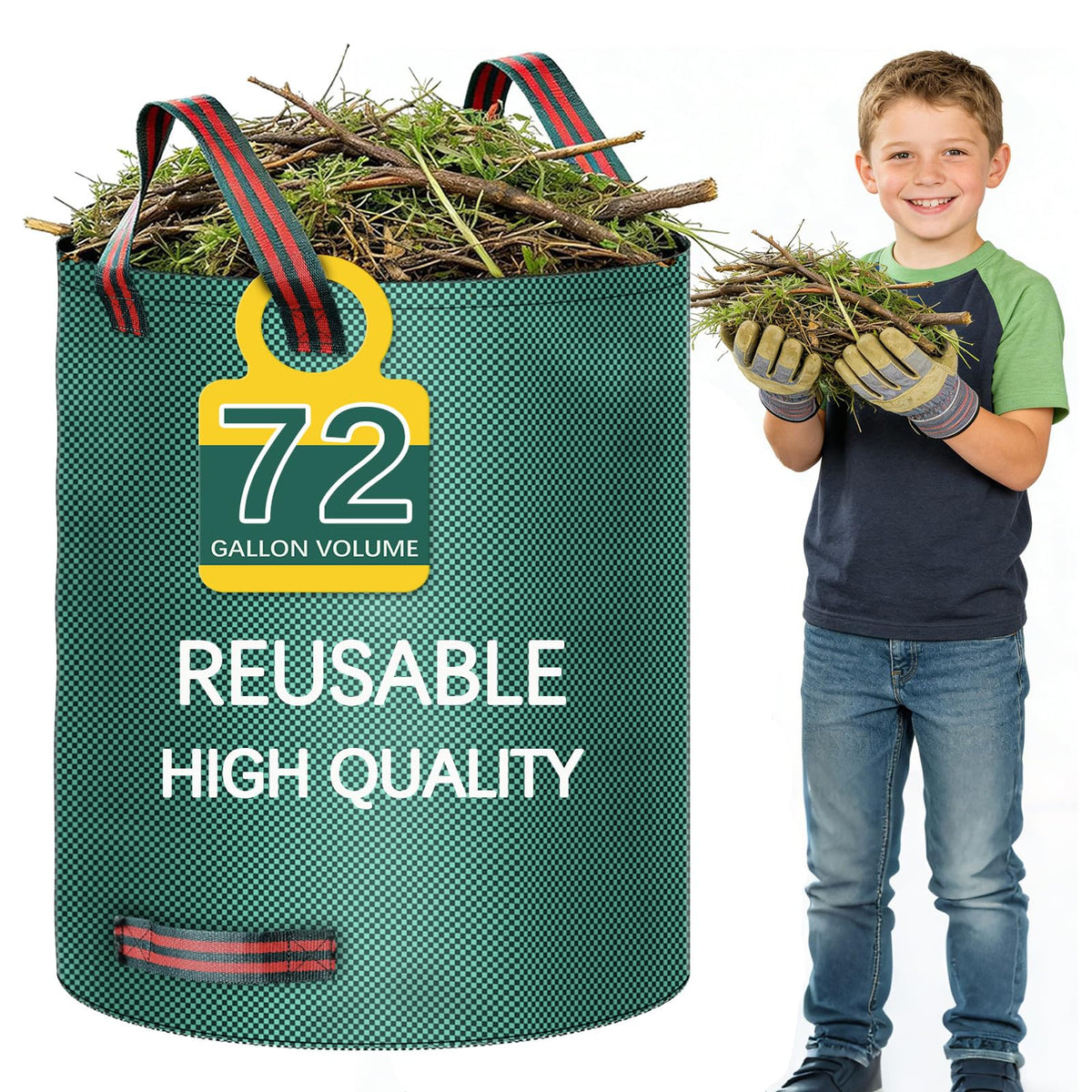 Trendara 72-gallon weed bag with standing opening for easy cleanup