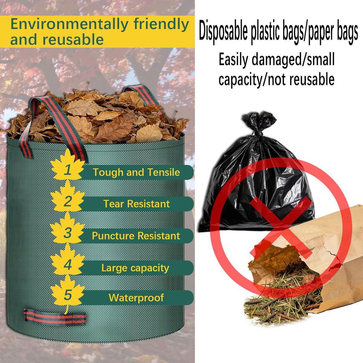 Trendara reusable garden bag with four reinforced handles for solo transport