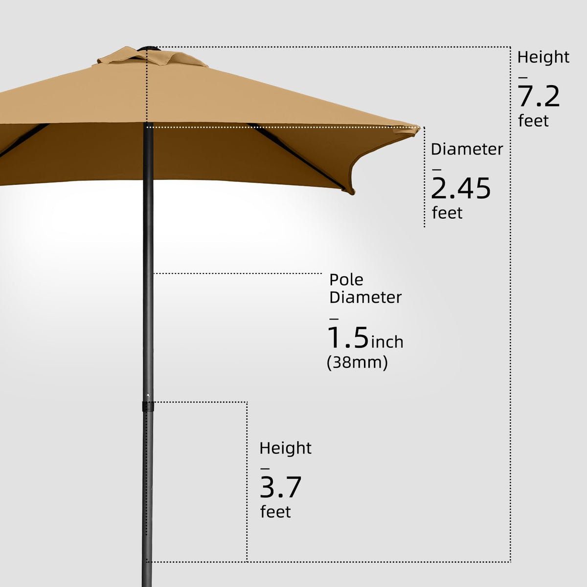 Trenovo 34mm powder-coated pole offers stable support for outdoor setups.